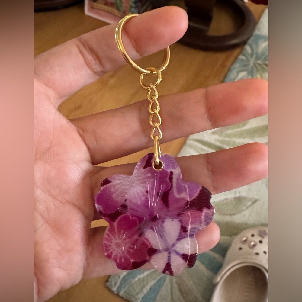 Sakura Purple Keychain with Gold Accent